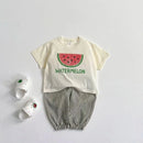 Fruit Tshirt Plaid Shorts 2Piece Set Boys And Girls Cute Tees Loose Shorts Kids New Simple Round Neck Tops+Shorts Kids Suit - M & M Global