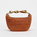 Metal handle Mini Crossbody zipper Braided bag Beach braided adjustable shoulder strap - M & M Global