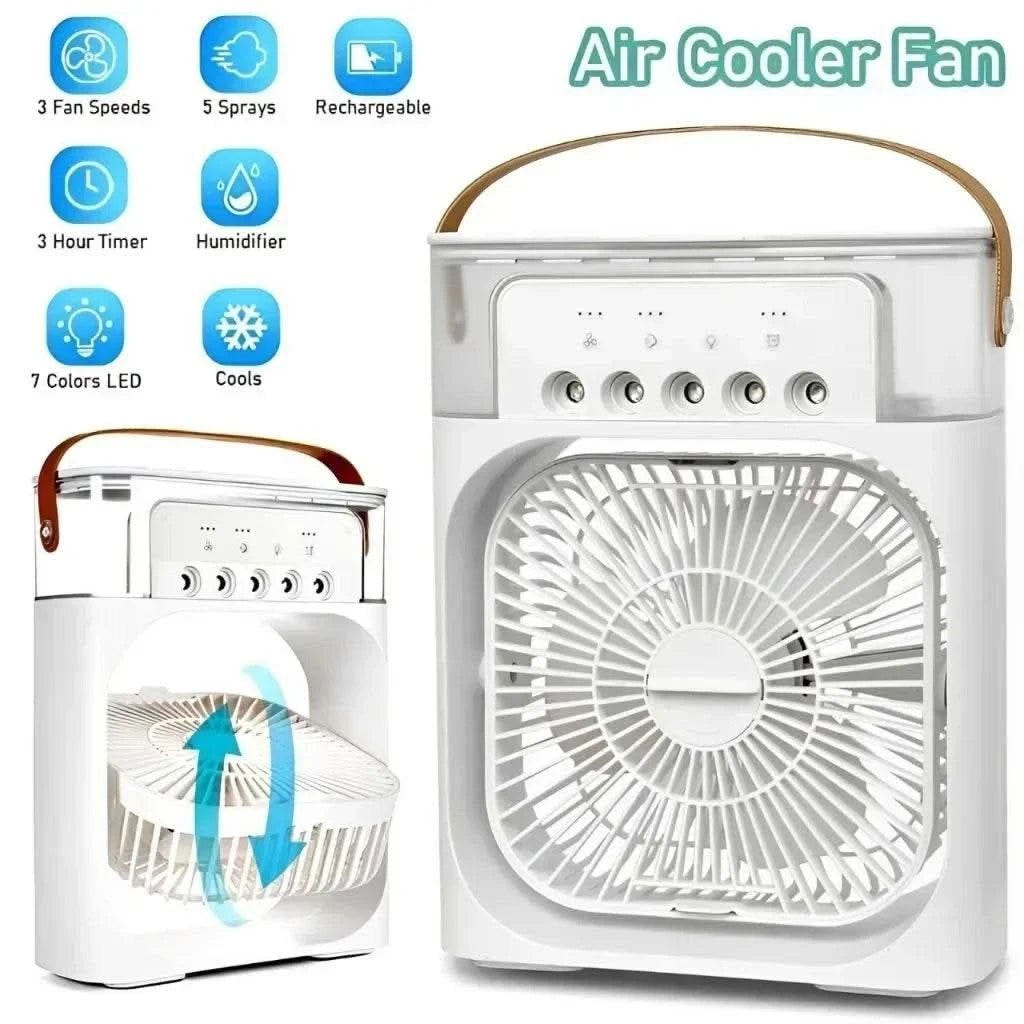 3 In 1 Fan AIr Conditioner Household Small Air Cooler LED Night Light Portable Humidifier Air Adjustment Fan Office Home Fan New - M & M Global