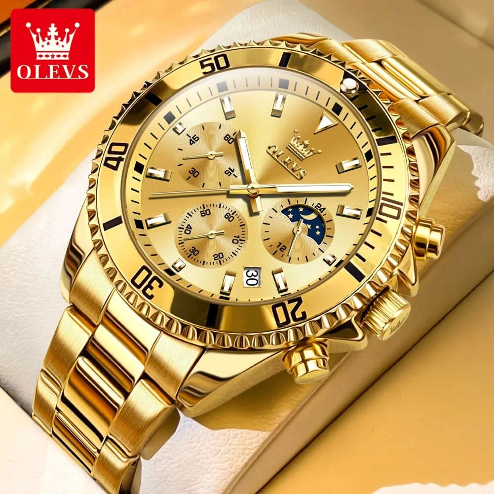 OLEVS Watches For Men Classic with Date Dress Luxury Big Face Waterproof Luminous Men's Wrist Watch Stainless Steel Men Watch - M & M Global