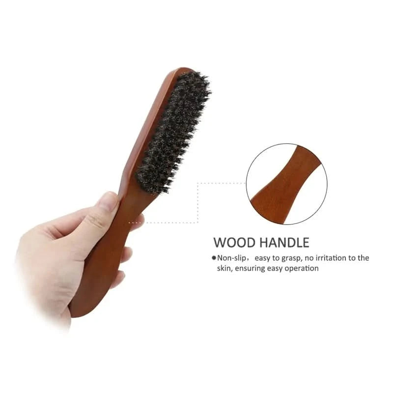 Natural Boar Bristle Beard Brush Men Facial Hair Cleaning Brush Professional Hairbrush Shaving Tools Beard Mustache Brushes - M & M Global
