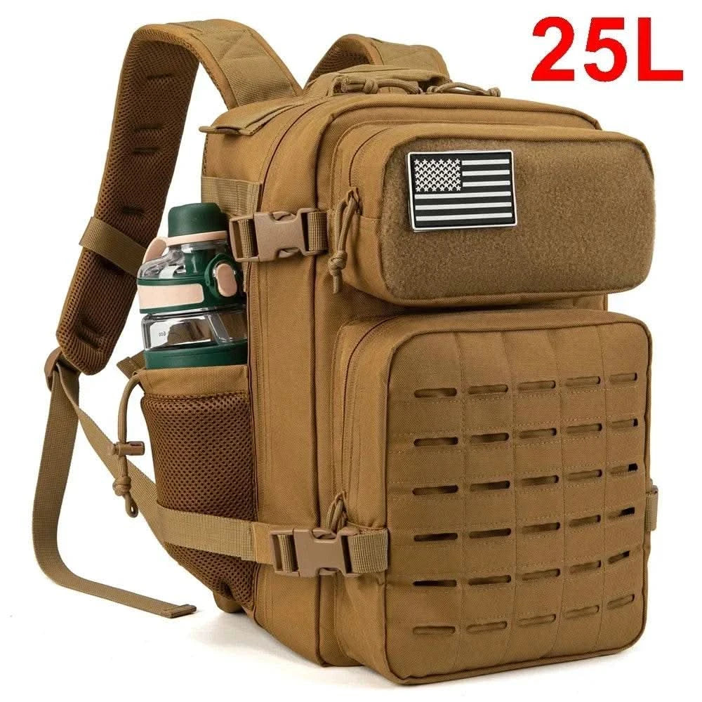 25L Tactical Backpack Outdoor Bag Fitness Backpack MOLLE Backpack Women's/Men's Hiking Survival Backpack Men's Dual Cup Holder - M & M Global