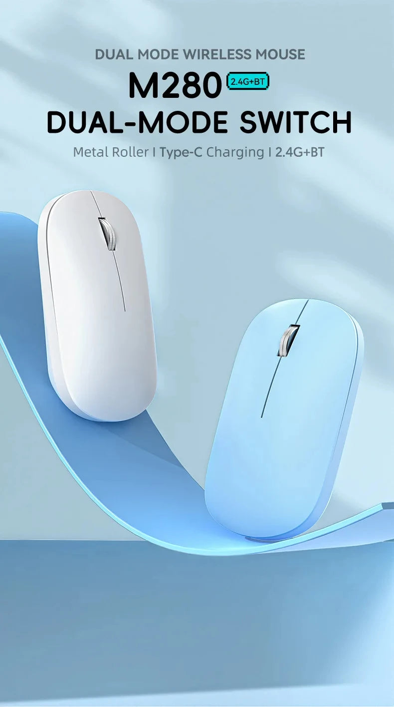 Xiaomi Silent Dual-mode Wireless Mouse Type-C Charging 2.4g Dpi Adjustable Rechargeable Ergonomic Morandi Portable Office Mouse