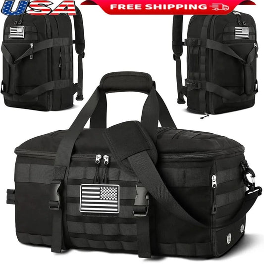 Large Tactical Duffle Bag 3 in 1 Gym Bag with Shoe Compartment Waterproof Multifunctional Travel Backpack with Wet Pocket and - M & M Global