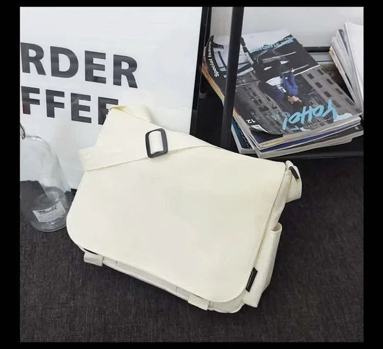 Collage Student School Bags Women&Men Unisex Crossbody Bags Multipockets Messenger Bag Simple Nylon Shoulder Bag - M & M Global