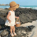 2PCS Kids Sets Summer Girl Clothes Children Hollow Lace Sleeveless Tops Shorts Set Fashion Baby Girl Cardigan Fake Two Suit - M & M Global