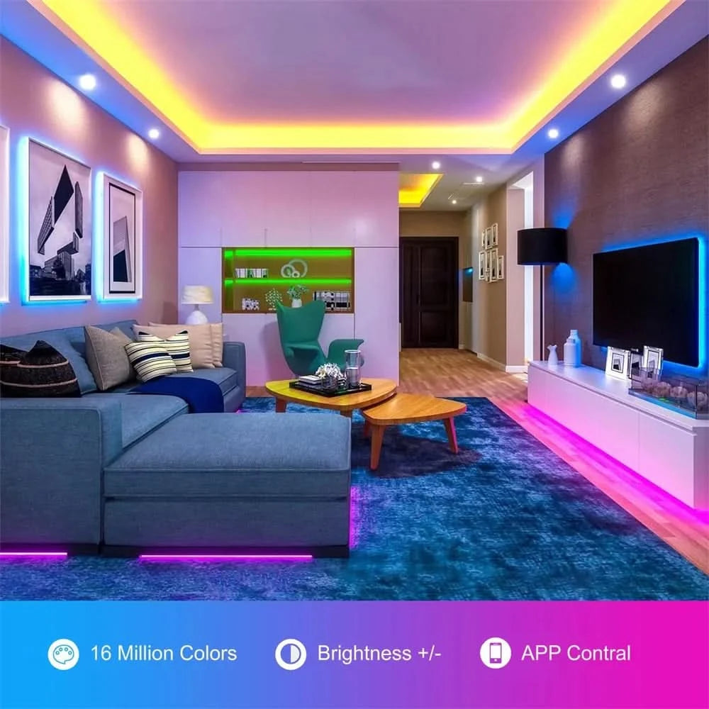 GREATWALL WIFI 100 foot LED strip, 50550RGB strip music synchronous color change, room, home, party decoration APP controller