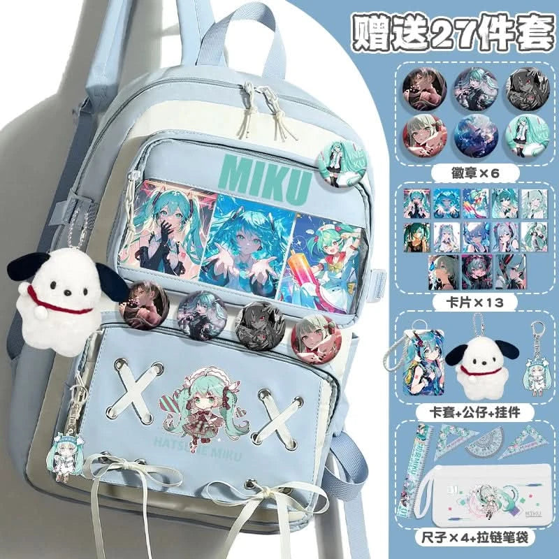 Miku Future School Backpack for Girls 2025 New Fashion Print Youth Pain Bag Large Capacity Backpack for School - M & M Global