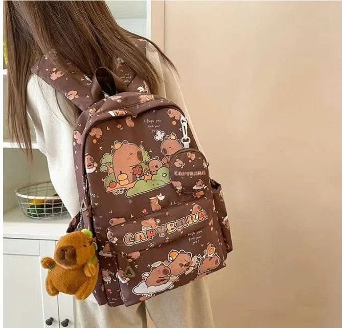 Cute Capybara Backpack for Girls Boys Student Teenager Children's Rucksack Women Cute Casual School Bags Kids Birthday Gift Toy - M & M Global