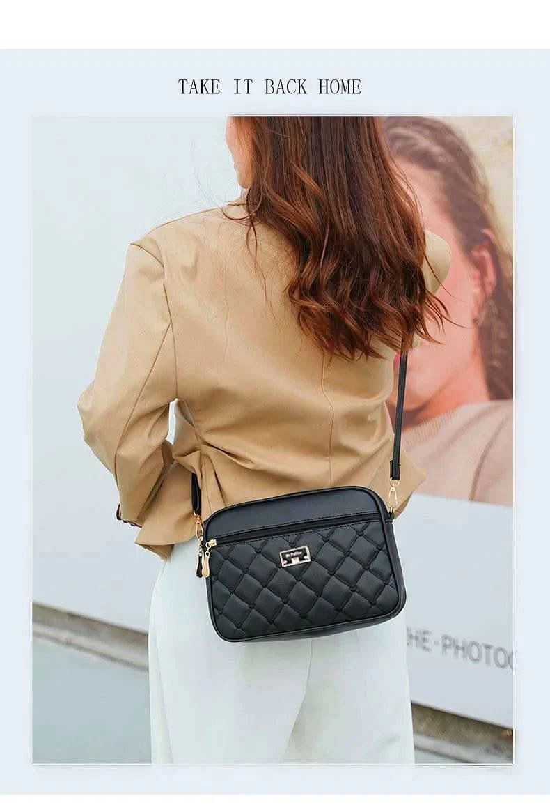 2025 Women's One Shoulder Small Square Handbag New Cross Border Foreign Trade Lingge PU Crossbody Versatile Small Messenger Bag - M & M Global