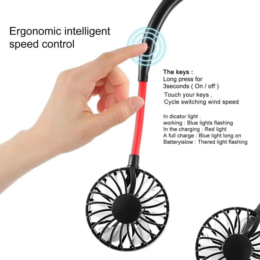 USB Charging Lazy Neck Fan Rechargeable Practical Wearable Sports Fan Convenient Outdoor Indoor Portable Fan - M & M Global