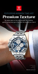 POEDAGAR Luxury Sports Man Wristwatch Waterproof Luminous Chronograph Date Quartz Men's Watches Casual Stainless Steel Men Watch