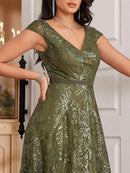 New Luxury V-Neck Beading Green Sequins Evening Dresses Elegant Long Women V-back Wedding Party Long Prom Cocktail  Gowns