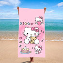 Hello Kitty Red - Pink Swirl Beach TowelMicrofiber terry bath towels for yoga, travel, swimming, fitness and camping - M & M Global