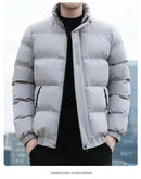 Men's Cotton Jacket Winter Stand Collar Warm Fashionable Trendy Bread Style Coat Regular Fit Male Outerwear Winter Jacket Men