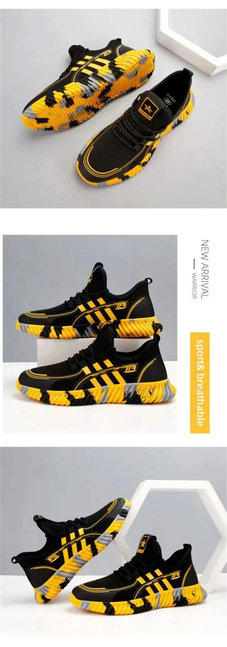 Men's sports shoes, comfortable tennis shoes, mesh surface, fly fabric, anti slip, men's tennis, big discounts, novelty - M & M Global