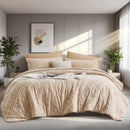 7 Pcs luxury cut flower design Comforter Set, soft microfiber, lightweight and breathable,Bedding Set for all seasons