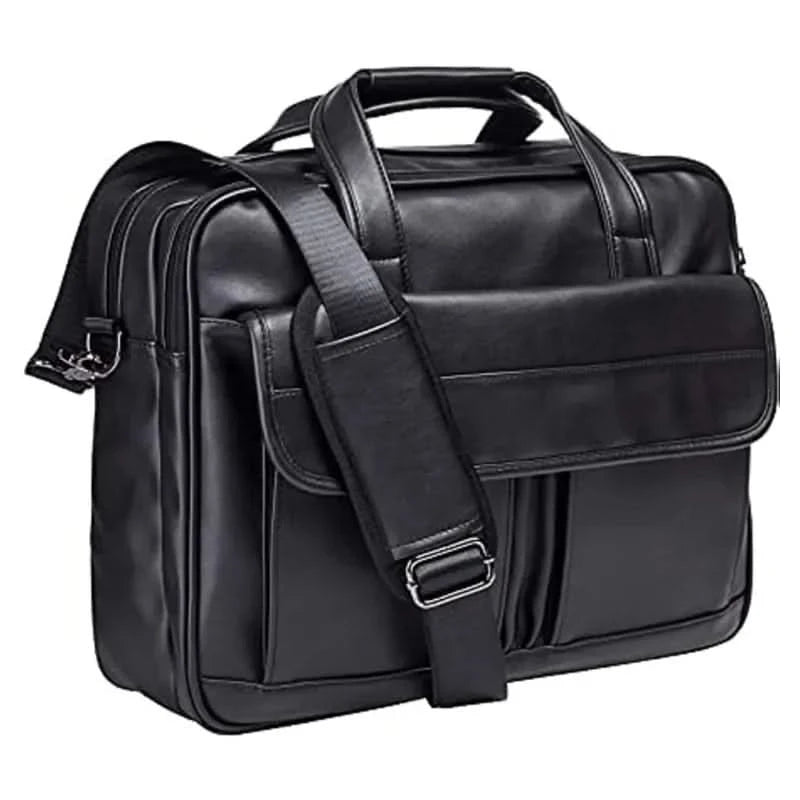 Vintage Messenger Bag for Men 17 Inch Laptop Briefcase Multi Pocket Faux Leather Shoulder Bag Business Crossbody Bag Travel - M & M Global