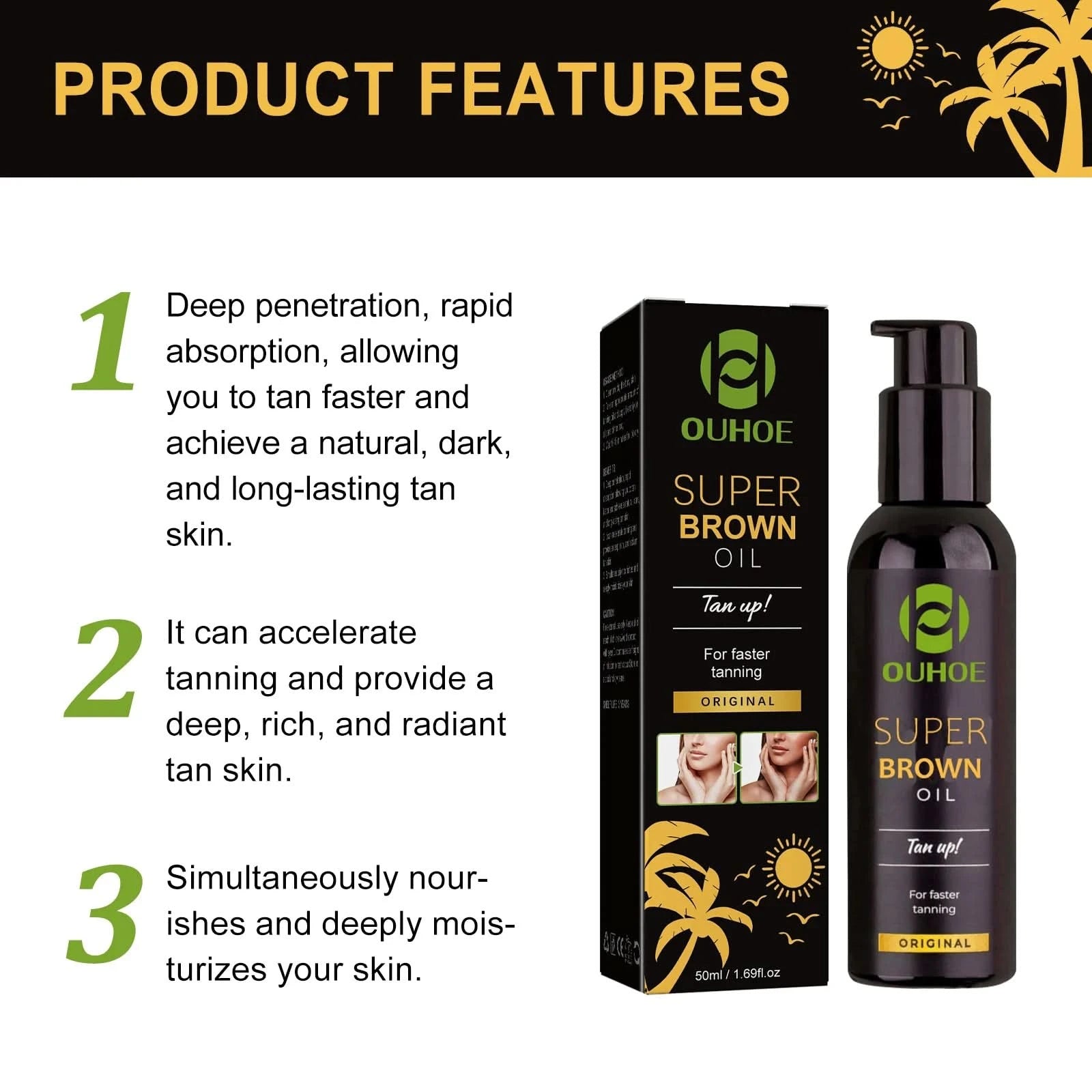 Shine Brown Premium Tanning Accelerator Tanning Oil for Outdoor Sun Suntan Oil Natural Tan with Mild Ingredients Super Brown Oil - M & M Global
