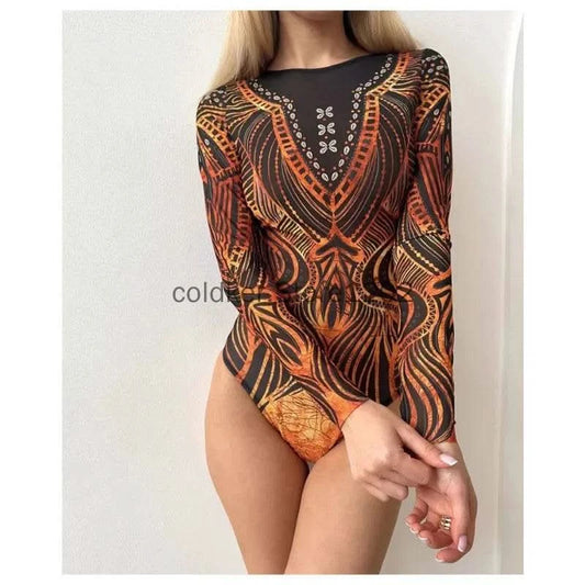 2025 Fashion Sexy Swimsuit 3d Digital Printing Women's Swimsuit Bikini Suit Long Sleeve Sun Protection Surfing Swimsuit Bathing - M & M Global