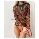 2025 Fashion Sexy Swimsuit 3d Digital Printing Women's Swimsuit Bikini Suit Long Sleeve Sun Protection Surfing Swimsuit Bathing - M & M Global
