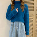 2025 Winter Imitate Mink Wool Hot Fleecing Female Turtleneck Elastic Casual Sweater Women Knitted Tops Pullovers Soft  Warm