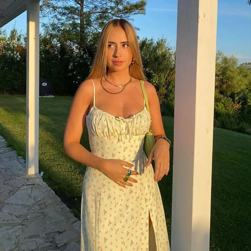 Women Elegant Floral Beach Vacation Bodycon Streetwear Long Dress 2024 Summer Clothes Wholesale Items For Business - M & M Global