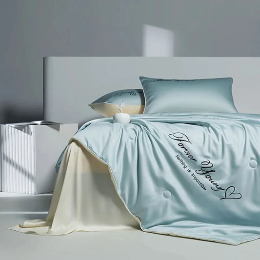 Luxurious 2-sided skin friendly fabric silky smooth touch high-quality coolness thin summer quilt Comfortable soft breathable - M & M Global