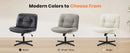 JHK PU Leather Cross Legged Office Chair Armless Desk Chair with Dual-Purpose Base Adjustable Swivel Fabric Task Vanity Home