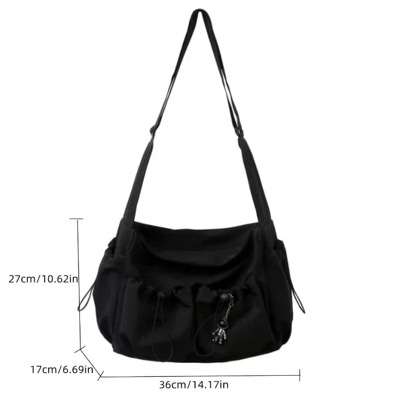 Fashionable Crossbody Bag with Drawstring Accent - Spacious & Secure Zipper Closure - Includes Stylish Bag Charm - M & M Global