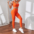 2 Pieces Women's Tracksuit Seamless Yoga Set Workout Sportswear Gym High Waist Leggings Fitness Sports Suits