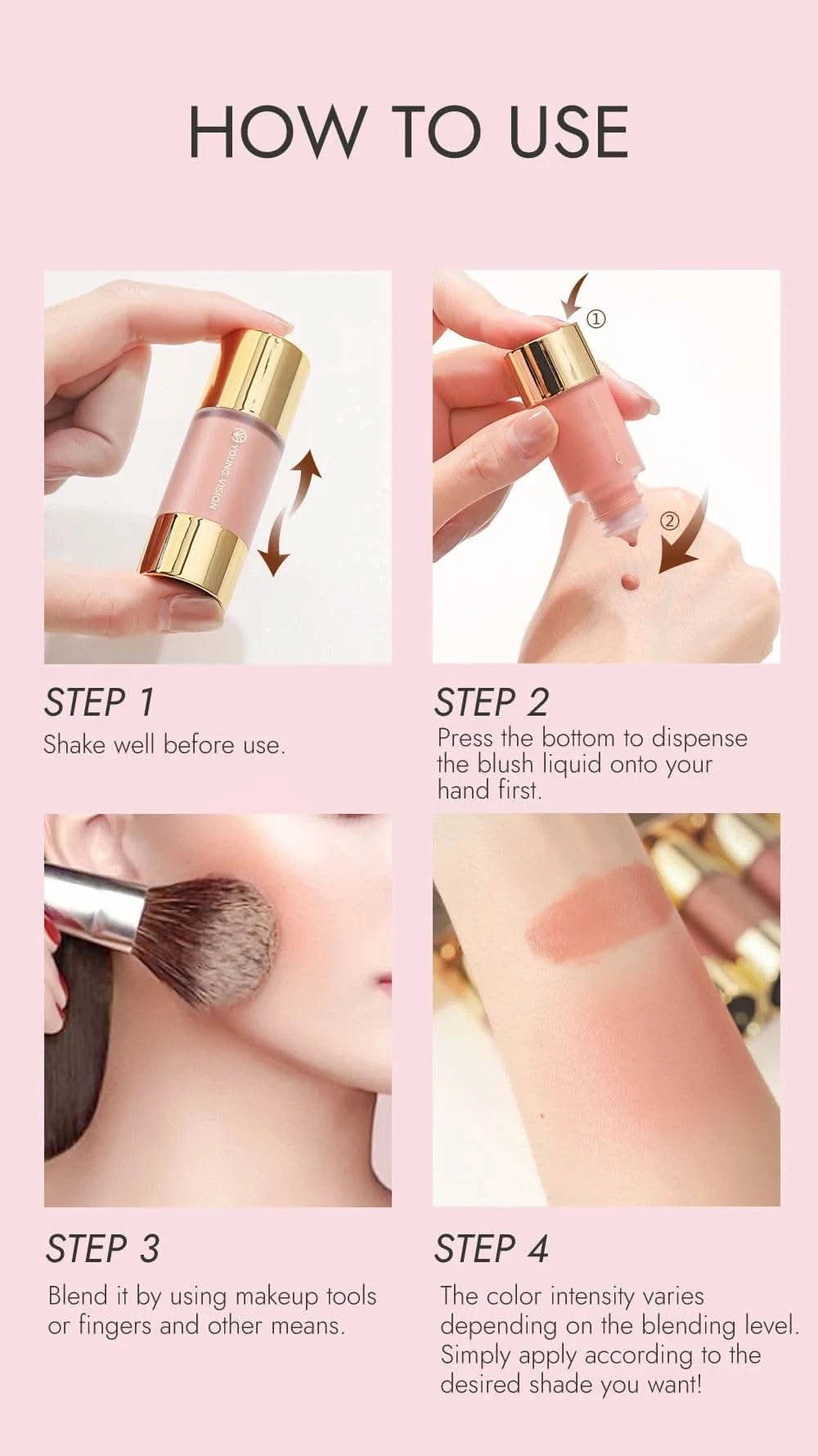 Dropper Liquid Blush Facial Rouge Contouring Brighten Plumper Nude Smooth Blush Stick Moisturize Lasting Good Complexion Makeup - M & M Global
