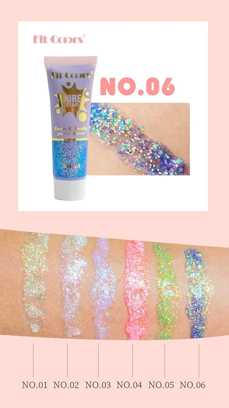 Facial&body Chameleon High Gloss Glitter Powder Long Lasting Waterproof Stage Party Glitter Eyeshadow Hair Face Body Glitter Gel - M & M Global