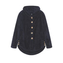 Fashion Trend Autumn and Winter Press-pleated Printed Turn-collar Long-sleeved Shirt Two-piece Furry Coat