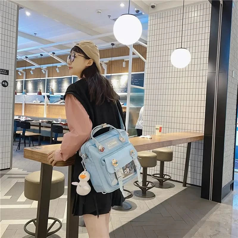 Japanese high-capacity single-shouldered slouch bag for schoolgirls, carry-on canvas messenger bag, Japan and South Korea - M & M Global
