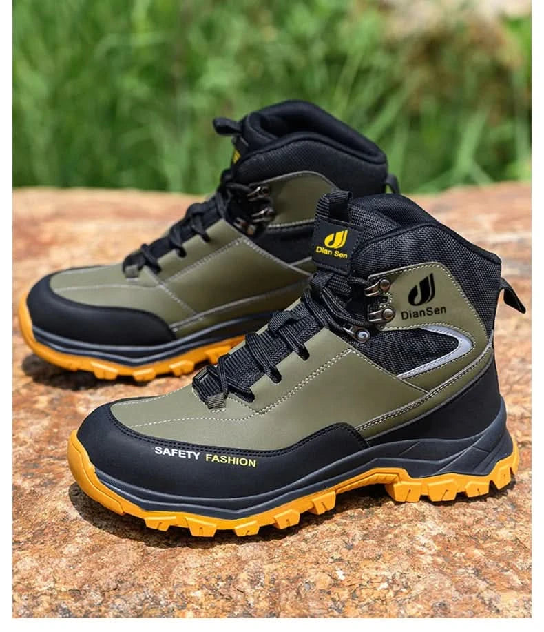 Mens Safety Shoes With Steel Toe Waterproof Boots Puncture Proof Anti-smash Mens Outdoor Work Sneakers Construction Work Shoes