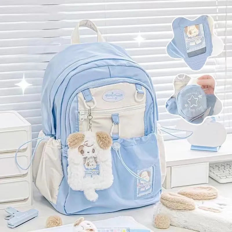 Sweet Cute Girl's Backpack Student New Fashion Drawstring Large School Bag Y2K Korean Travel Female Shoulder Bag for High School - M & M Global