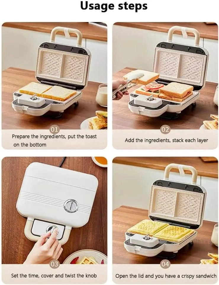 Sandwich Breakfast Machine, Small Bread Machine, Double Disc Sandwich Breakfast Machine, Replaceable Baking Sheet, Can Make Sand - M & M Global