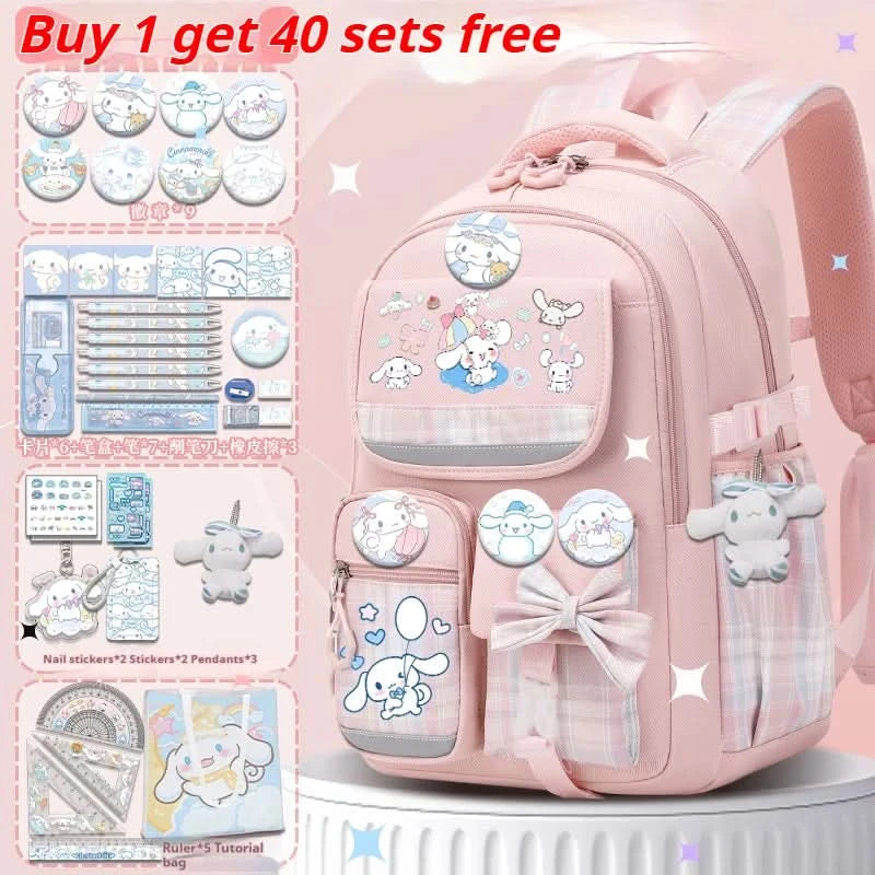 Sanrio Cinnamon Dog cute fashion print school bag for primary school students, stylish children's back-to-school backpack - M & M Global