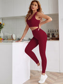 2 Pieces Women's Tracksuit Seamless Yoga Set Workout Sportswear Gym High Waist Leggings Fitness Sports Suits