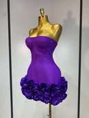 Women Sexy Strapless Backless Flower Embellished Mini Bandage Dress Bodycon Celebrity Party Cocktail Evening Party Club Dresses
