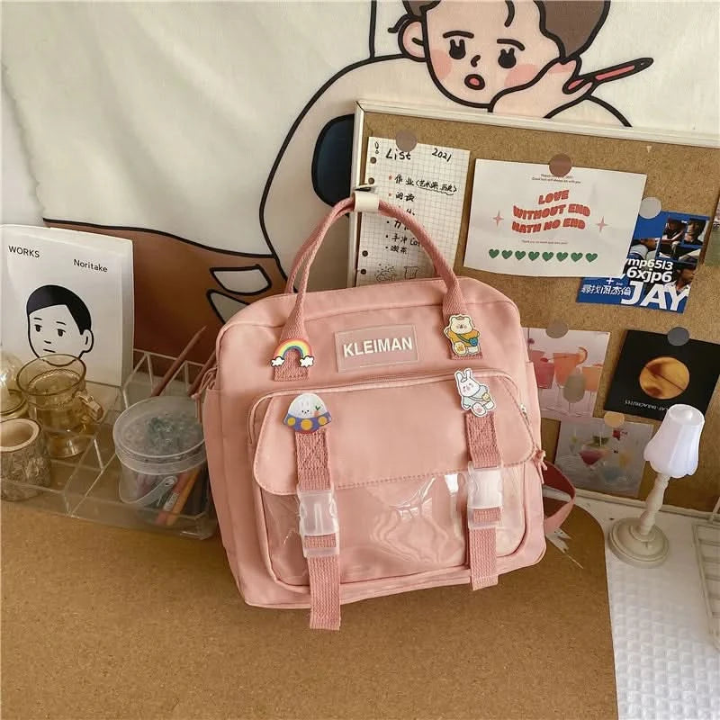 Japanese high-capacity single-shouldered slouch bag for schoolgirls, carry-on canvas messenger bag, Japan and South Korea - M & M Global