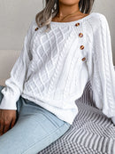 Women Casual Square Collar Buttons Long Sleeve Knitted Pullover Sweaters for Autumn Winter 2026