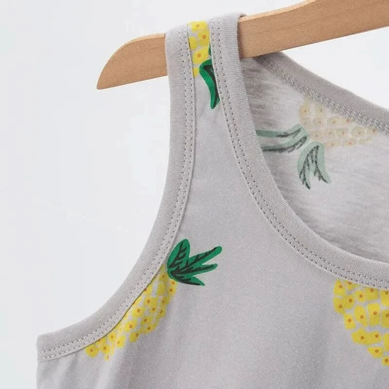 Summer CHILDREN'S Cotton Vest Set Cute Pineapple Boys and Girls Sports Casual Clothes - M & M Global