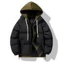 New Men's Winter Thickened Cotton Coat Fake Two-piece Fashion Brand Winter Cotton Coat New Loose Warm Hooded Cold Jacket