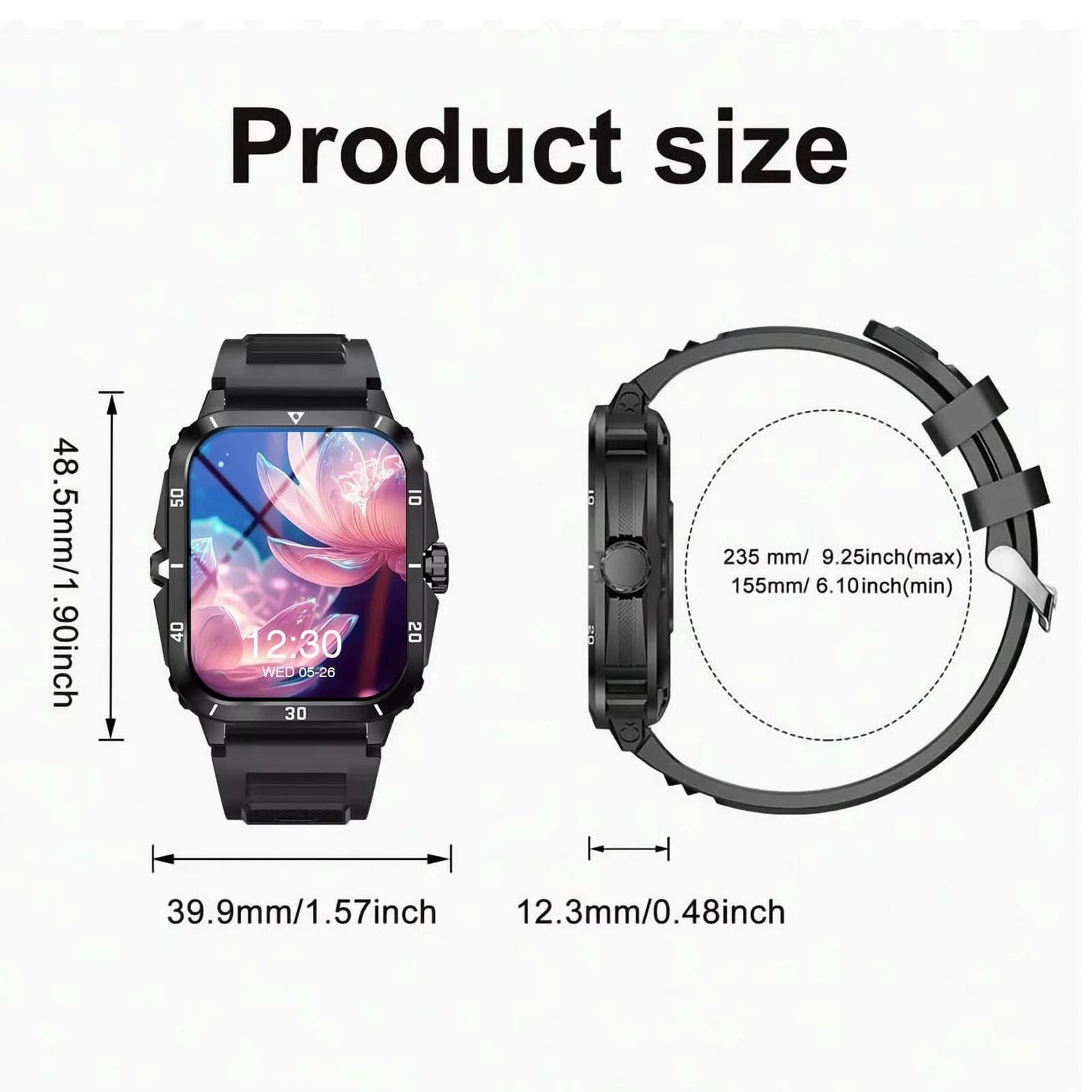 Smart Watch, Wireless Calls, Message Reminders, Multi-Sports Mode, Music Playback, Suitable For Iphone/Android Phones