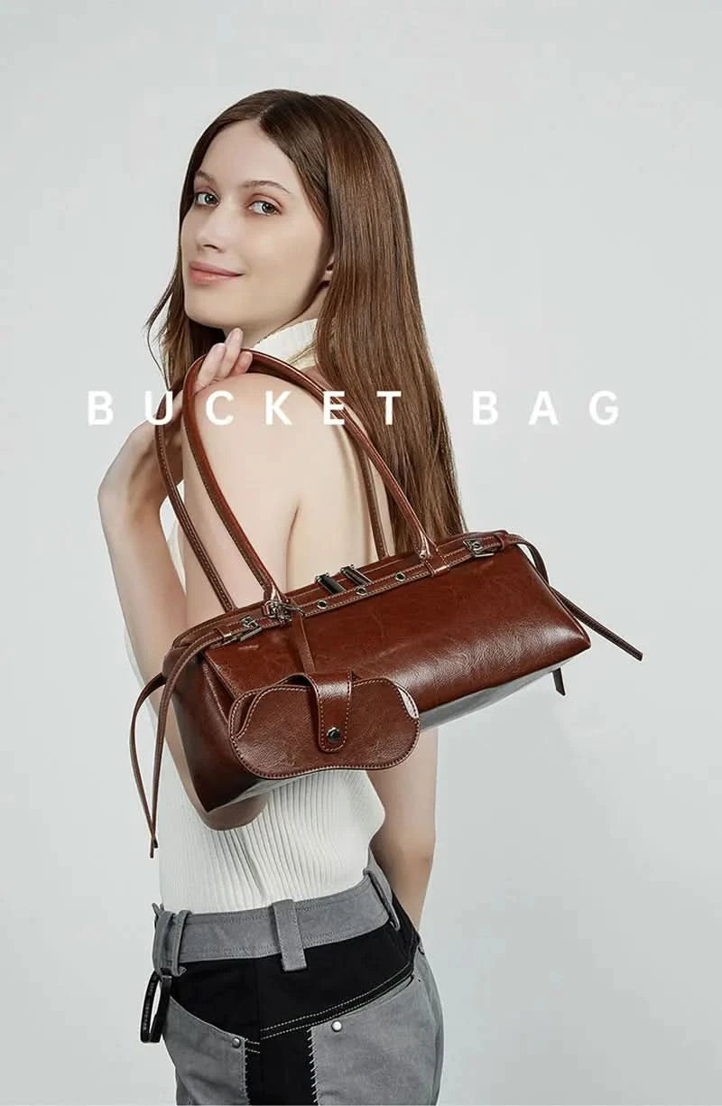 New Women's Rectangle Bag Luxury Designer Shoulder Bags High Quality Cowhide Handbags Fashion Women Baguette Bag 3086 - M & M Global