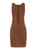 2024 Summer Sexy One Neck Cut Out Circle Decoration Corset Slim Beach Mini Dress Women Seaside Beachwear Swimwear Cover Up A2796 - M & M Global