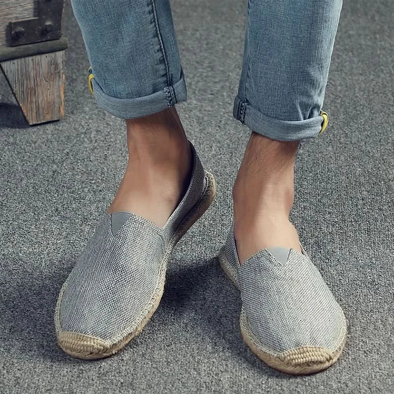 Women Sewing Flax Shoes Slip on Loafers Casual Shoes Man Espadrilles Hemp Canvas Flat Shoes Plus Size Fisherman Driving Footwear - M & M Global