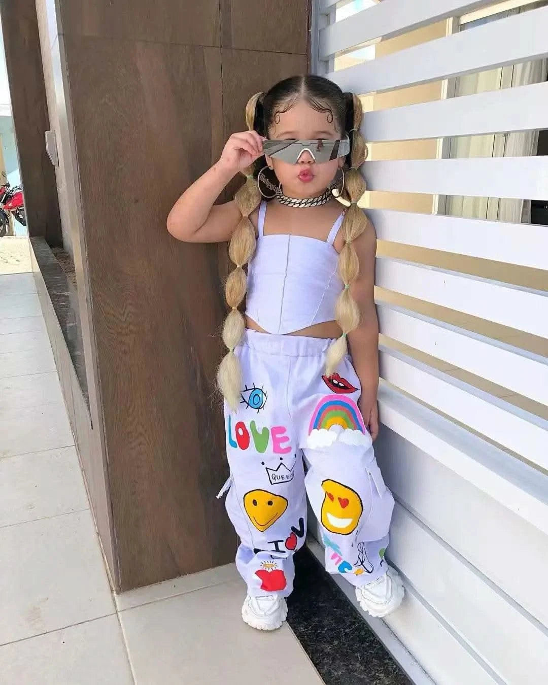 Children's Clothing Girl's Clothes 2 Pcs Set Summer Suspender Top+Long Pants Kid Girl Fashion For 3 4 5 6 7 8Y - M & M Global
